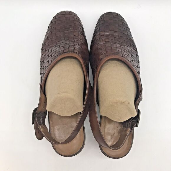 Cabin Creek Andie Sandal Women's 7.5M Brown Woven Leather Slingback Shoes Brazil - Picture 6 of 9